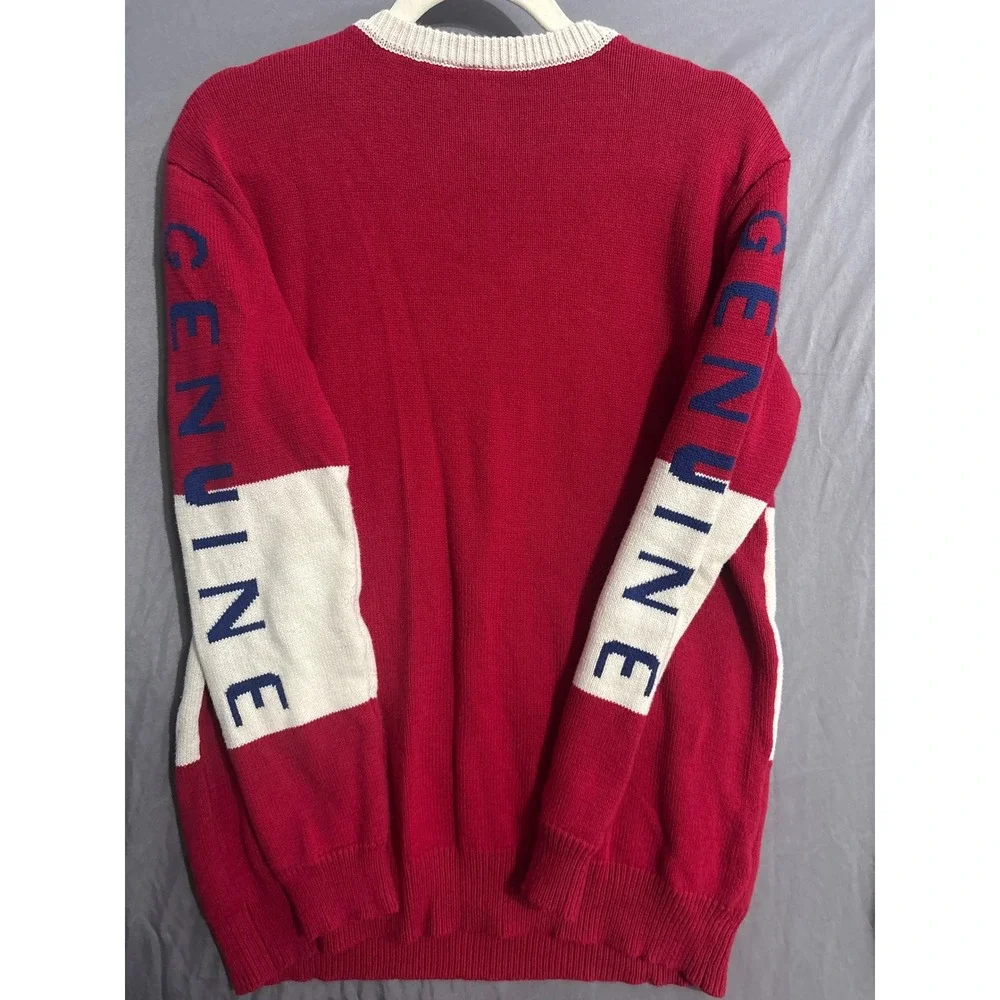 Budweiser Holiday Ugly Sweater Large Red White Blue Americana King of Beers Knit